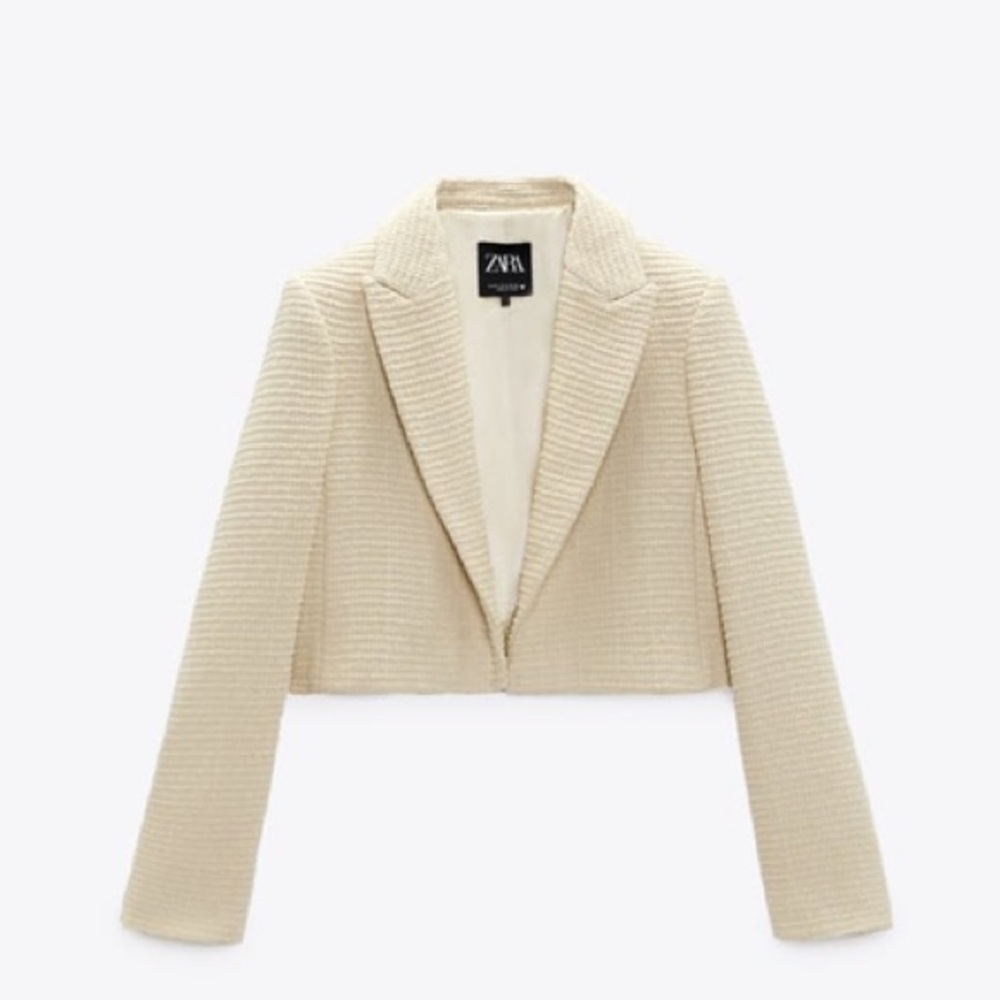 Zara textured crop blazer